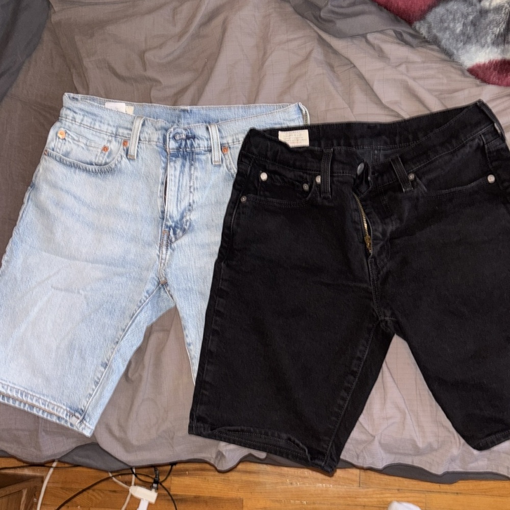 Levis Blue & Black Denim Jean Shorts (2)